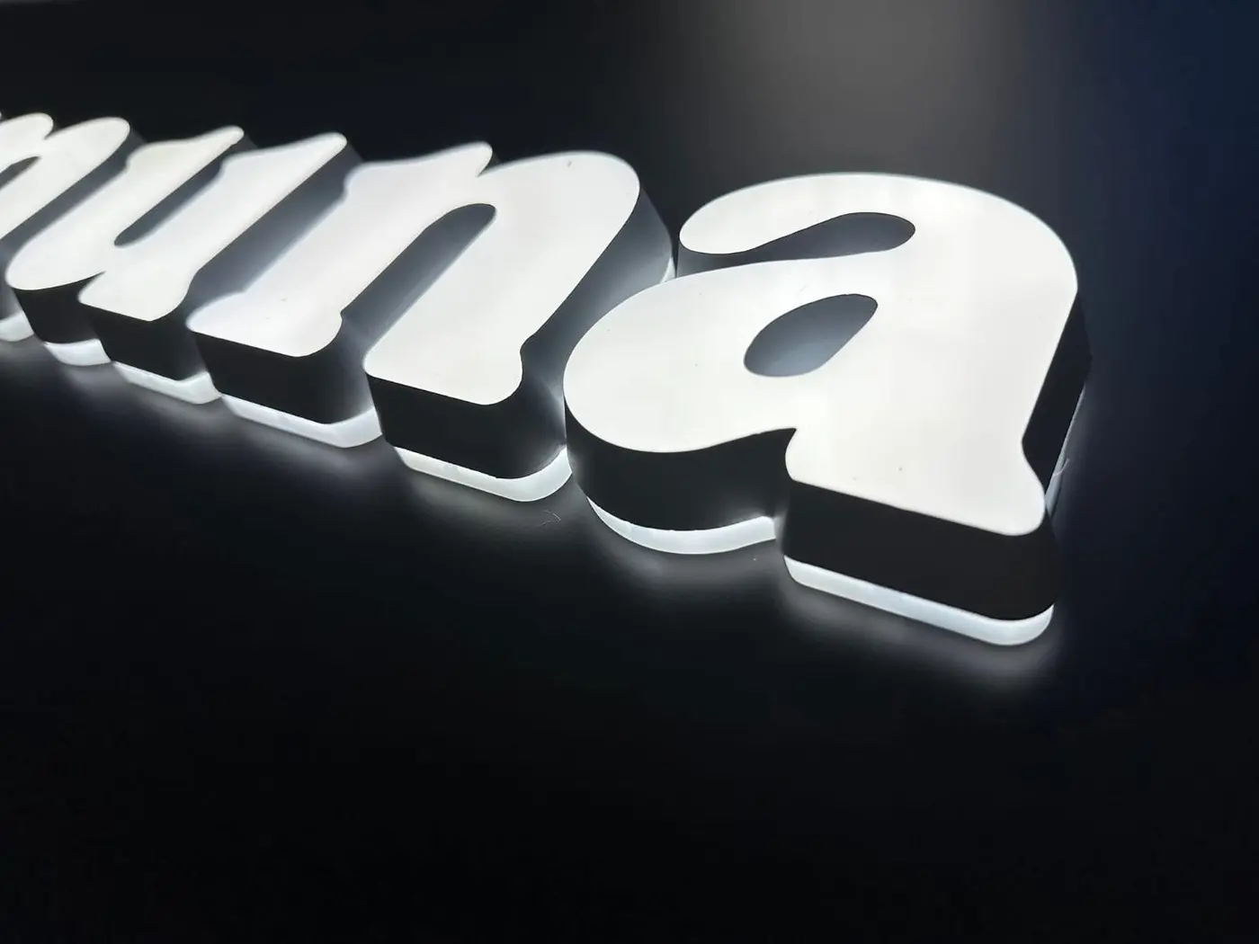White illuminated 3D letters